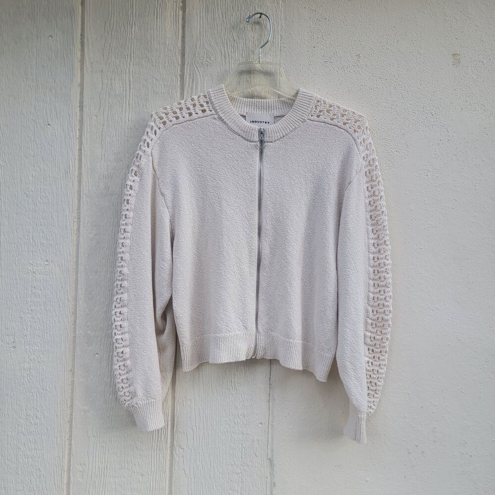 Industry republic Cream knit zipup Sweater cardigan Wmns Sz L
